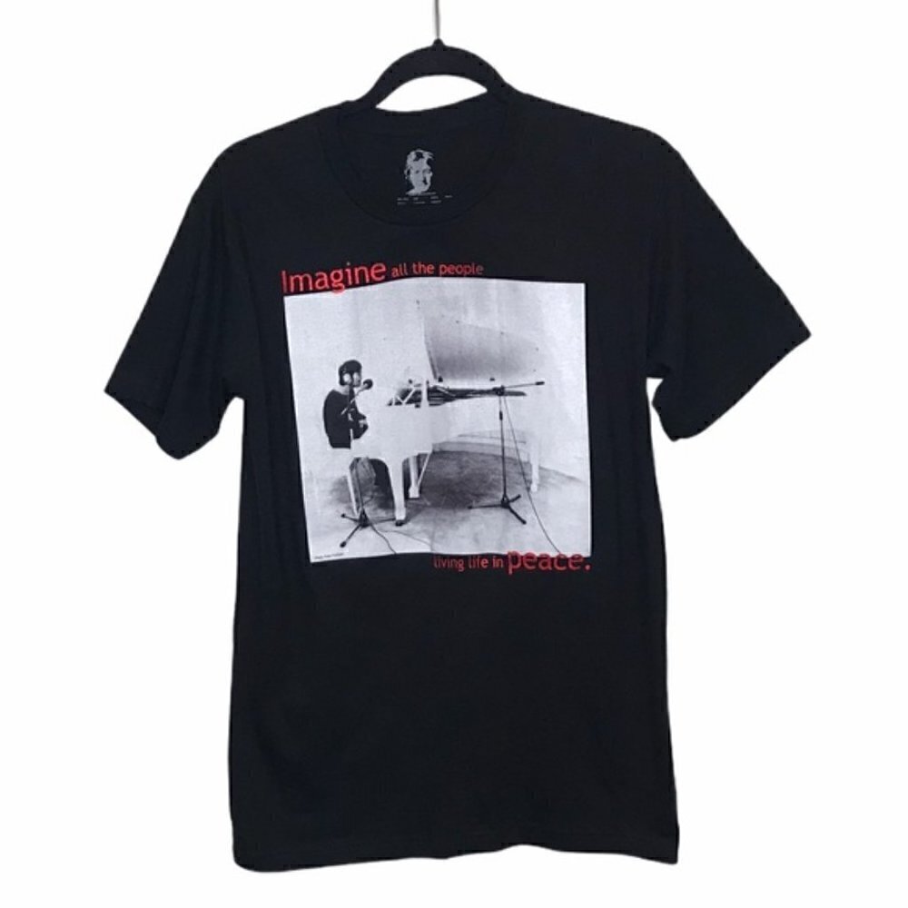 John Lennon Imagine Black Short Sleeve T Shirt Tee